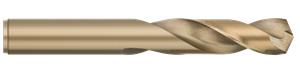 0.3160 in. Drill Diameter x 1.6875 in. (1-11/16) Flute Length 2 Flute Type J Gold Oxide Coated Cobalt Stub Length Drill